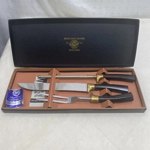 Vintage E. Parker & Sons Carving Set Sheffield Stainless Blades England W/Box - Picture 1 of 21