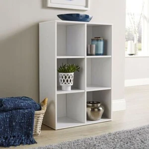 Storage Cube 6 Shelf Bookcase Wooden Display Unit Organiser White Furniture - Picture 1 of 4