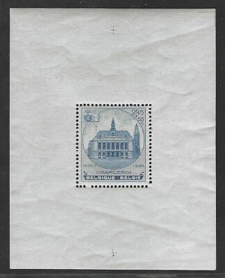 BELGIUM 1936 SCOTT # B179 SOUVENIR SHEET TOWN HALL & BELFRY NEVER HINGED F-VF - Image 1 of 2