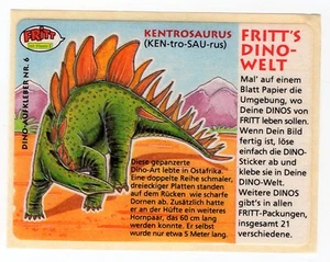 Dino-Welt - 80er Jahre Fritt Germany Sticker #6 Kentrosaurus Dinosaurier - Bild 1 von 1