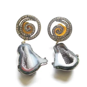 8,13ct Diamant Multicolor Geode Ohrhänger Ohrhänger 925 Starling Silber - Bild 1 von 3