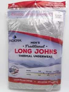 Men's Cotton-Rich Thermal Long John Top or Bottom Gray sizes S to 6X Indera - Picture 1 of 21