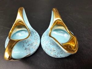 Vintage Pearl China Co Blue Creamer & Sugar Bowl Set With 22K Gold Trim - Picture 1 of 7