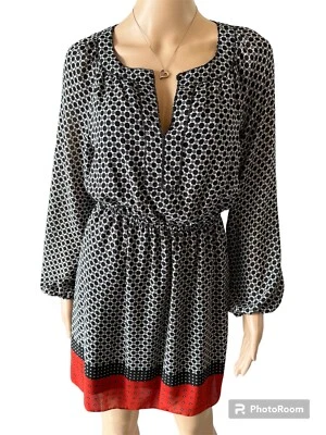 Mujer Studio M Vestido Manga Larga Estilo Mod Negro Blanco Rojo Talla XS Elástico WAIS Foto 1 de 4