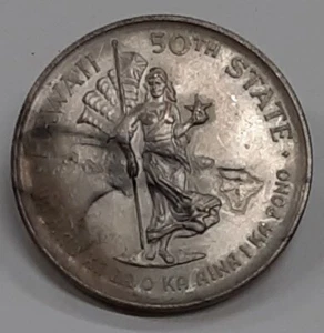 1959 Hawaii Admitted to Union UNC Silber 30MM Gedenkmedaille UNC/Toned - Bild 1 von 2