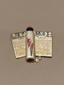 AJC Vintage Pin Brooch Bingo Cards Marker Gold Tone Signed - Picture 1 of 5