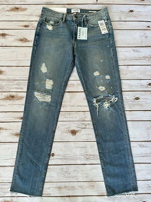 FRAME DENIM SLIM FIT L'HOMME RAW EDGE DISTRESS BLUE JEANS MENS SIZE 30 NEW $259 - Image 1 of 4