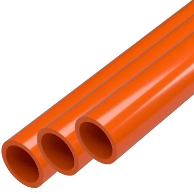 1/2" Sch 40 Furniture Grade PVC Pipe, 40"L, Orange (3-PK), FORMUFIT-Made in US