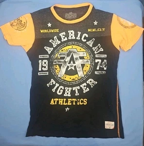 American Fighter T Shirt Short Sleeve Mens Medium Black Gray Orange MMA Fighter - Picture 1 of 12