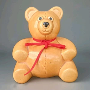 Vintage Ceramic Teddy Bear Piggy Bank 5" - Picture 1 of 3