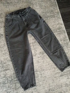 Pantalones de mezclilla Aqua Scout The City negros cintura elástica globo alto barril talla 26 - Imagen 1 de 14