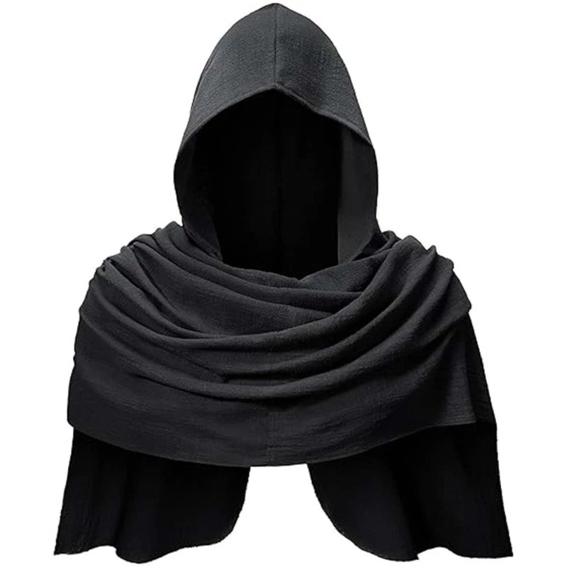 Capa medieval con capucha bufanda escenario rendimiento capa vintage cosplay multicolor Foto 1 de 4