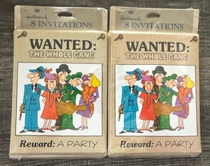 New Lot Of 2 Vintage Hallmark Party Invitations Gangster Wanted The Whole Gang - Picture 1 of 8