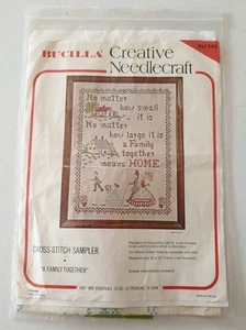 Bucilla A Family Together Sampler Stamped Linen Cross Stitch Kit #743 - Picture 1 of 8