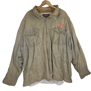 Vtg CNN Jacket Mens 3XL Employee 9/11 Camera Man Y2k Corduroy Grunge Big & Tall - Picture 1 of 19