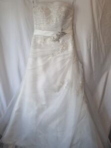iModa Ivory Ruched Organza Lace A-line Beaded Sequin Embroidered Dress Sz 10