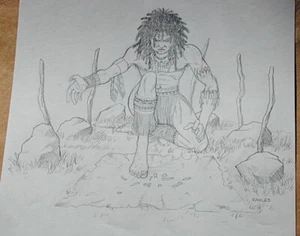 Original RPG ART #27 Steve Jackson Games Skull Warrior by "Phred" Rawles - Picture 1 of 1