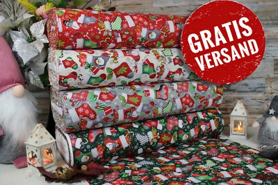 240cm Weihnachtsstoffe Popeline Baumwolle Stoffe Baumwollstoff  Basteln ÖKO-TEX - Bild 1 von 2