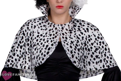 ACCESSORIO COSTUME DONNA VELLUTO DALMATA STAMPA MANTELLO FILM PERSONAGGIO COSTUME - Immagine 1 di 4
