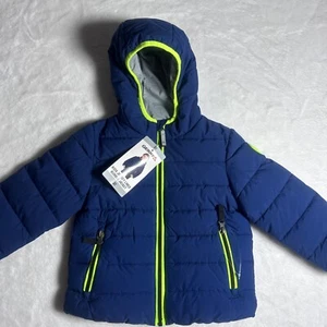 Gerry Kids Jacket Blue Jersey Lined Winter Coat Hooded Zipper Pockets size 3T - Picture 1 of 10