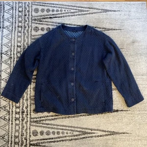 J. Jill Jacket Womens Medium Petite Pure Jill Indigo Shirt Crinkled Blue - Picture 1 of 13