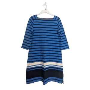 L.L.Bean - Women’s Square Neck Nautical Blue White Striped Dress Size S. Cotton - Picture 1 of 5