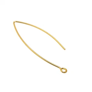25 Pcs 45X15mm Earring Finding 18k Gold Plated Ear Wire Components - Picture 1 of 3