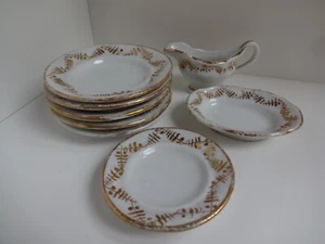 Altes Porzellangeschirr Puppenküche, 8 Teile, um 1900 - Bild 1 von 5