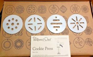 Set 4 Pampered Chef Cookie Press #1525 Discs Replacement Numbers 1 2 3 4