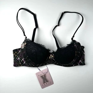 Savage X Fenty Womens Size 34C A Little Tart-Hella Padded Balconette Bra Plaid - Picture 1 of 11