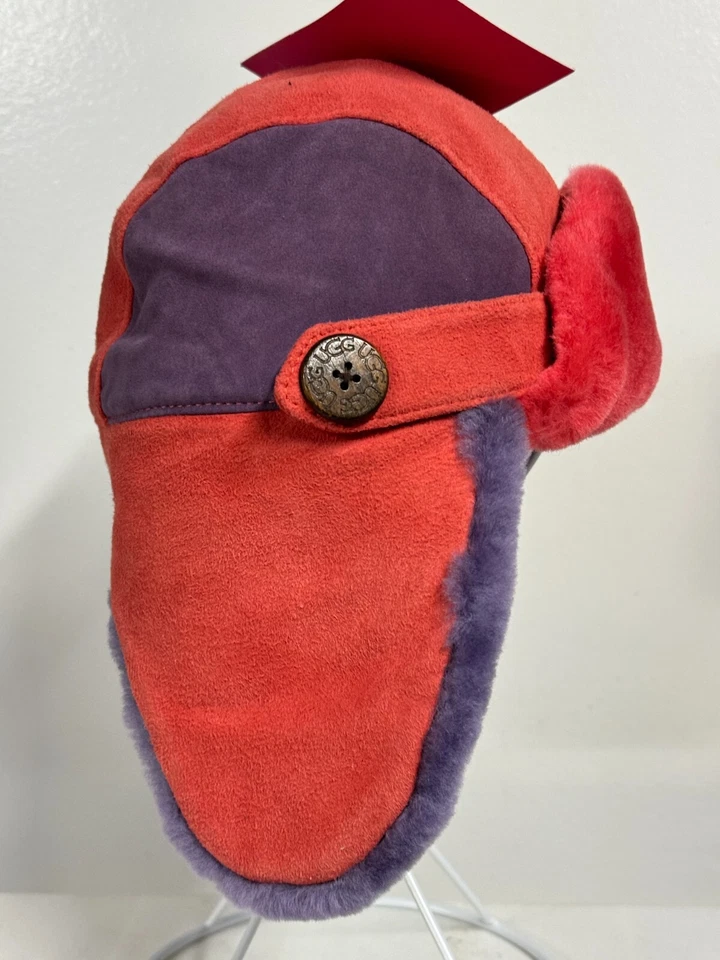 UGG kids Pink & Purple Sheepskin Shearling BAILEY Trapper Hat size 2-4 YR  - Image 1 of 4