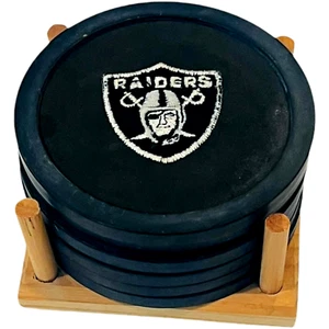 Posavasos y soporte de madera Las Vegas Raiders - LOTE de 6 posavasos - Imagen 1 de 3