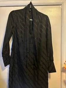 Vestido Banana Republic Negro 100% Seda S Mujer Con Cinturón - Imagen 1 de 10
