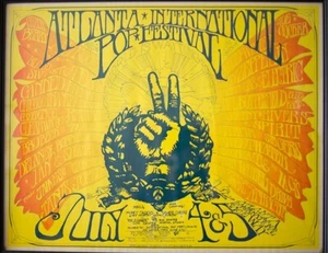 1969 Atlanta International Pop Festival Poster w/ Ticket stubs - Picture 1 of 2