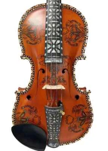 Hardanger fiddle,8 Strings Norwegian Violin.14" body,Carved Neck,Good Sound - Picture 1 of 12