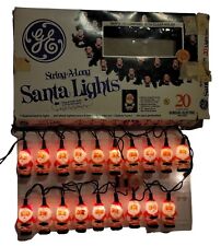 VTG GE String-A-Long Mini Blow Mold Plastic Santa Christmas Lights Set TESTED