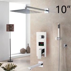 3-Way 10" Chrome Shower Set Tap With Hand Spray Taps Mixer Wall Mount Faucet - Picture 1 of 9