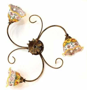 PLAFONIERA LAMPADA DA SOFFITTO CLASSICO CERAMICA SICILIANA DECORATA GIULIA/PL3 - Picture 1 of 1