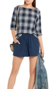 Madewell M Bradford Navy Blue Tartan Plaid Soft Pullover Soft Flannel Top - Picture 1 of 6