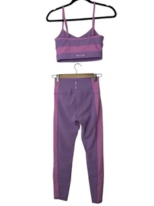 WILO 2 Piece Ribbed Bra Legging Set Women Small Bright Athleisure Gym Workout - Picture 1 of 9
