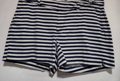 Old Navy Women's Size 6 Navy/ White Stripes Slant Pockets Mid Rise  Chino Shorts - Image 1 of 4