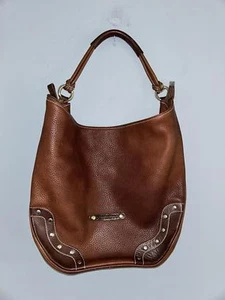 Puntotre Cognac Leather Shoulder Bag, Silvertone hardware - Picture 1 of 8