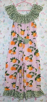 Ann Loren Girls 3XL Green & White Cotton Spandex Romper with Lemon Print *EUC* - Image 1 of 3