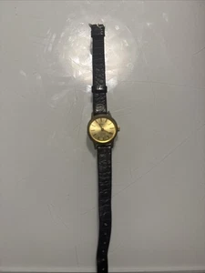orologio angus cinturino nero quarzo quadrante oro - Foto 1 di 3