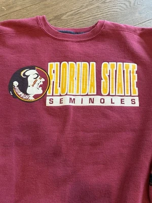 Vintage 90s STARTER Florida State Seminoles Crewneck Sweatshirt Burgundy L FSU - Image 1 of 4