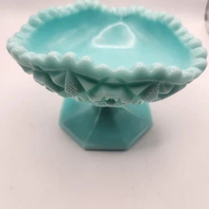 Fostoria Winburn Aqua Blau Milchglas Standfuß Kompott oder Süßigkeiten Schale - Bild 1 von 10