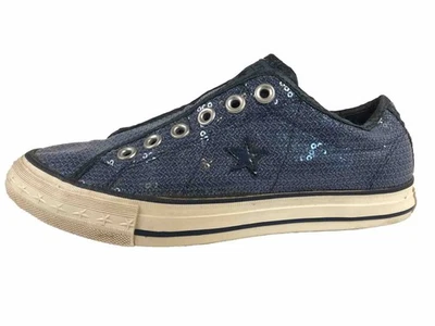 匡威 Converse One Star 女式 7.5 码鞋蓝色亮片低帮运动鞋 — 第 1/4 张图片