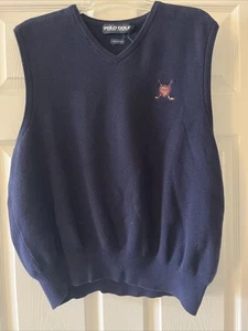 Polo Golf Ralph Lauren Mens XL Blue Sleeveless V-Neck Pullover Golf Vintage - Picture 1 of 4
