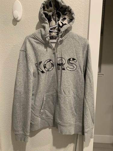 Felpa con cappuccio uomo Michael Kors oversize logo grigio mimetico taglia L