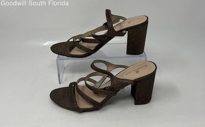 Sandalias Bandolino para mujer Aimmie marrón con tiras de bloque brillante talla 7M Foto 1 de 4